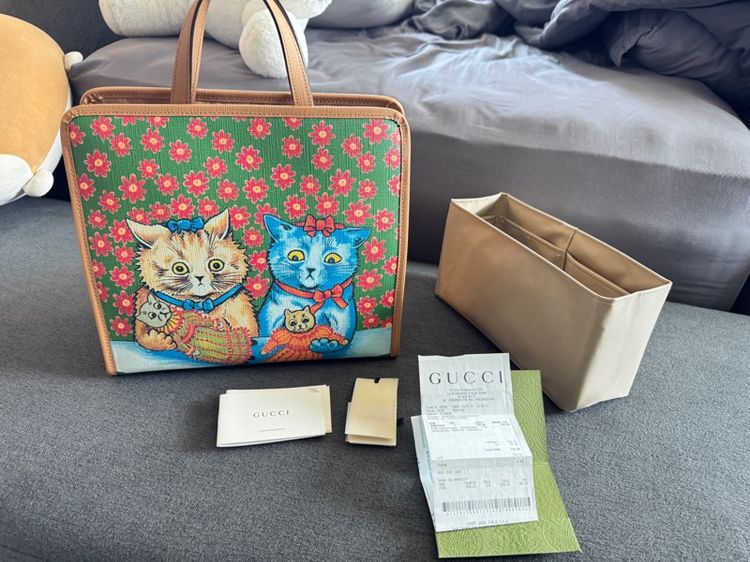GUCCI Kids Leather Handbag – Cats Print รูปที่ 10