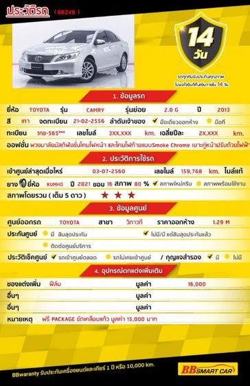 Toyota Camry 2013 2.0 G Sedan เบนซิน LPG เกียร์อัตโนมัติ เทา รูปที่ 2