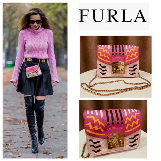 หญิง หลากสี หนังแท้ กระเป๋า FURLA CROSSBODY WOMEN METROPOLIS VIBE LIMITED