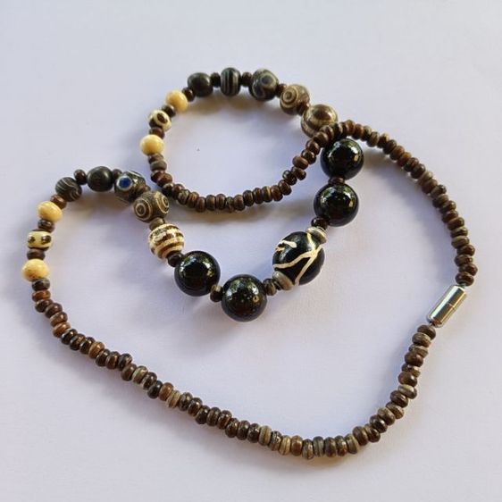 สร้อยลูกปัดโบราณหิน งานทำมือ