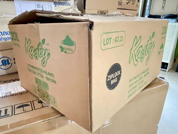 กล่องกระดาษ ลูกฟูก 5 ชั้น ขนาด 35cm x 45cm x 21.5cm น้ำหนักต่อ 1 กล่อง 870 กรัม มีอยู่ 10,000 ใบ  รูปที่ 5