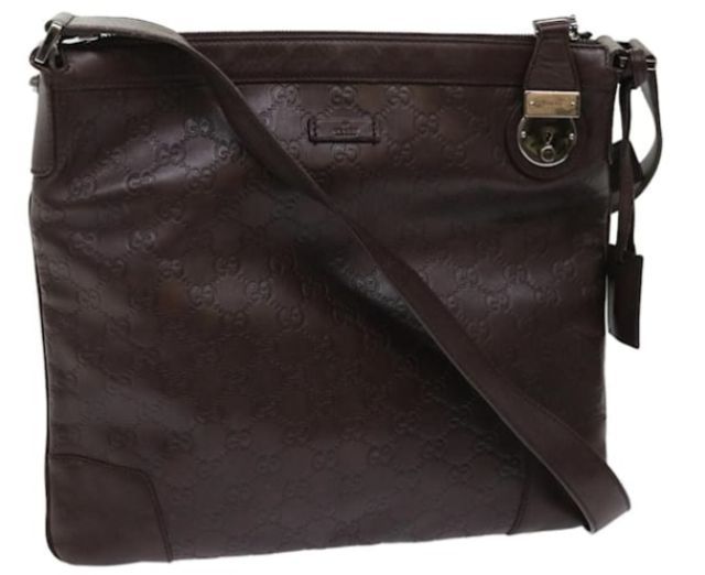 ไม่ระบุ น้ำตาล หนังแท้ Gucci gg monogram leather messenger dark brown bagแท้💯