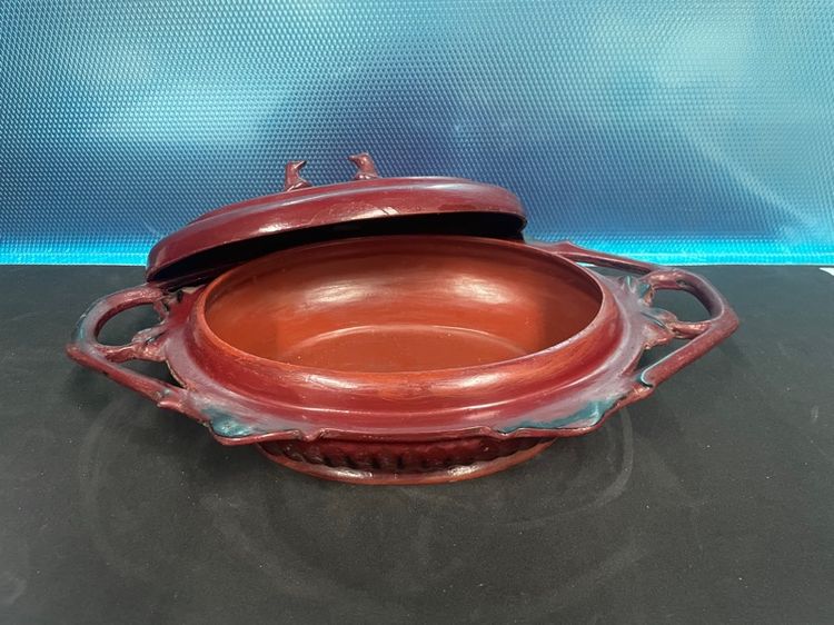 ถาดเขิน 2 หู มือจับรูปนกคู่ เก่ามีอายุ รูปที่ 3