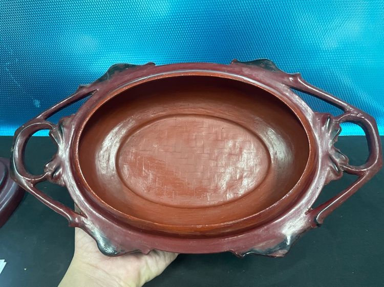 ถาดเขิน 2 หู มือจับรูปนกคู่ เก่ามีอายุ รูปที่ 5