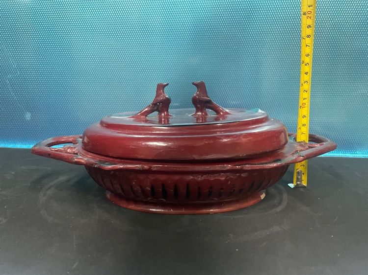 ถาดเขิน 2 หู มือจับรูปนกคู่ เก่ามีอายุ รูปที่ 9