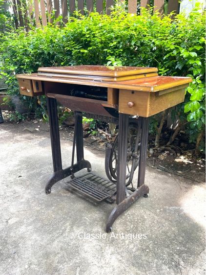 ขาจักร SINGER พร้อมหัวจักร โบราณสะสม รูปที่ 5