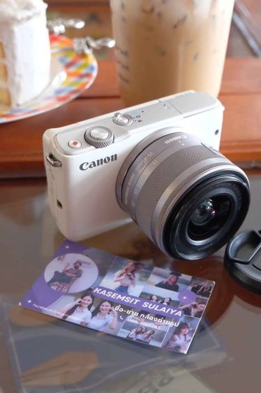 กล้อง canon eos m10 +15-45 สีขาวเต็มระบบ   พร้อมใช้  เมนูไทย 