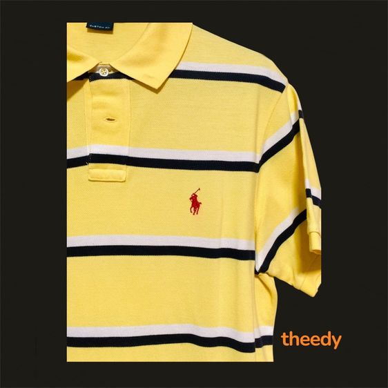 เหลือง M แขนสั้น เสื้อโปโล ยี่ห้อ Polo Ralph Lauren แท้ สภาพดี