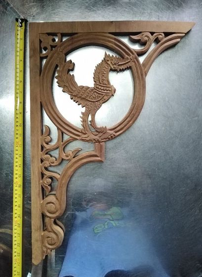 ท้าวแขนไม้สักลายหงษ์ แกะสลักด้วยมือ รูปที่ 4