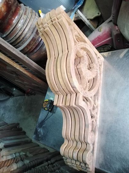 ท้าวแขนไม้สักลายหงษ์ แกะสลักด้วยมือ รูปที่ 2