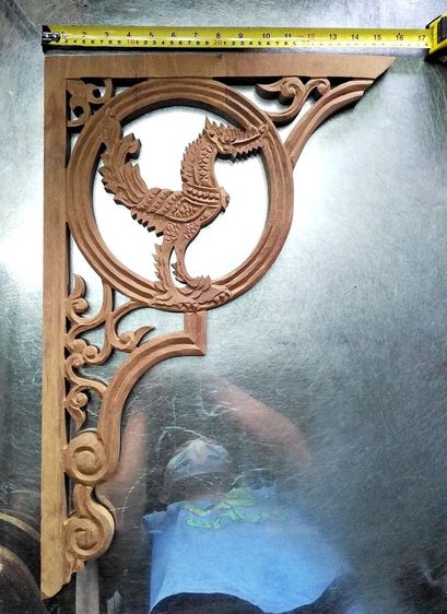 ท้าวแขนไม้สักลายหงษ์ แกะสลักด้วยมือ รูปที่ 3