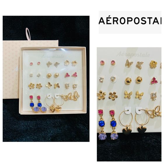 โลหะ ต่างหู 12 คู่ 12 แบบ จากแบรนด์ดัง Aeropostale ของแท้ 💯 