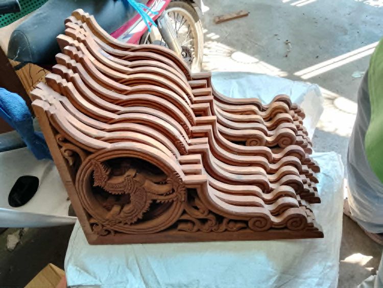 ท้าวแขนไม้สักลายหงษ์ แกะสลักด้วยมือ รูปที่ 5