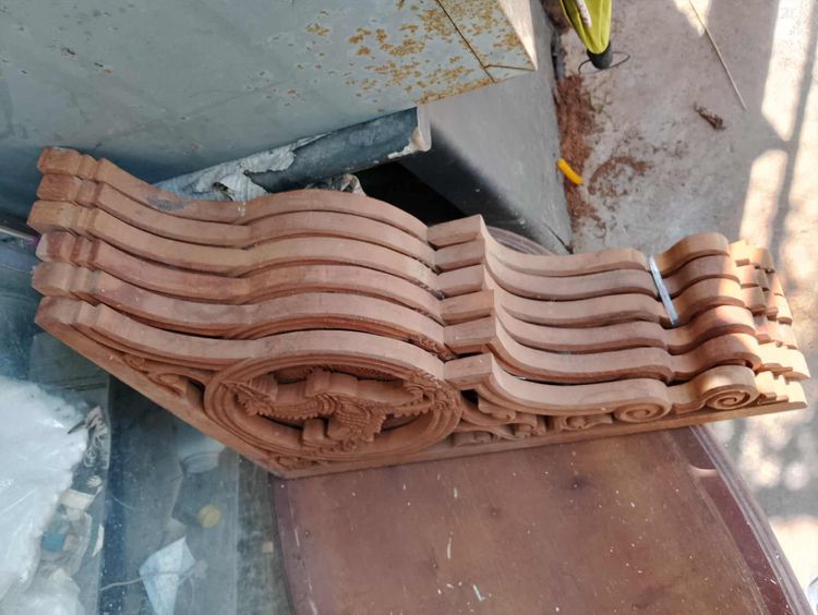 ท้าวแขนไม้สักลายหงษ์ แกะสลักด้วยมือ รูปที่ 8