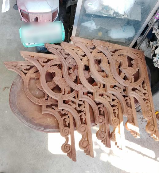 ท้าวแขนไม้สักลายหงษ์ แกะสลักด้วยมือ รูปที่ 6