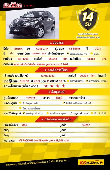 Toyota Yaris ATIV 2021 1.2 Entry Sedan เบนซิน ไม่ติดแก๊ส เกียร์อัตโนมัติ ดำ รูปที่ 2