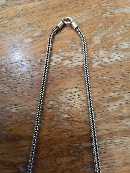 สร้อยคอเงินหัวมังกร สวยงามมาก ห้อยพระได้ทั้งหน้าและหลัง งานเงินรมดำสวยมีระดับ ลายสี่เสา 24นิ้ว ห้อยพระ2องค์ หน้า หลัง  22.1กรัม รูปที่ 15