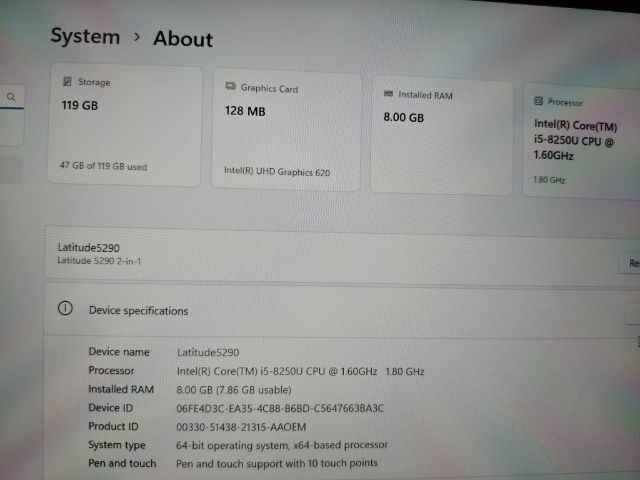 ขายถูก DELL Latitude 5290 2-in1 i5 GEN8 RAM8 จอ 12.3 นิ้ว Touch screen ใส่ซิมได้ คีย์บอร์ดถอดแยกจากจอได้ รูปที่ 7
