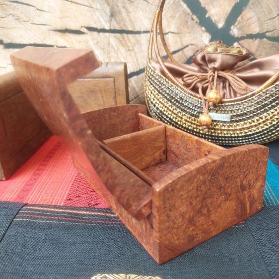 กล่องไม้ปมมะค่า งานเก่า ลายสวย รวมส่ง📮มารับเองได้ครับ👍  รูปที่ 7