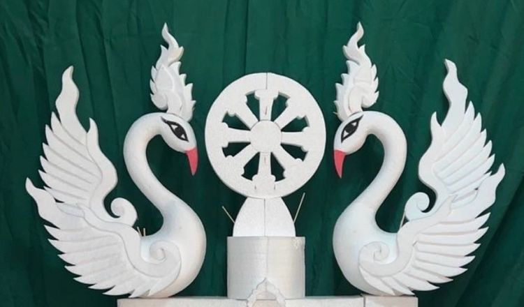 แกะสลักโฟมหงส์กวางช้าง พุ่มกฐินนกยูง รูปที่ 16