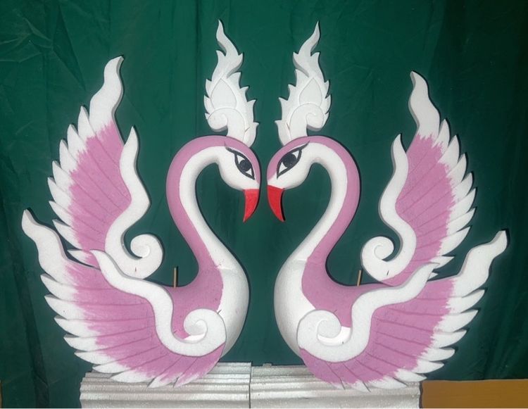 แกะสลักโฟมหงส์กวางช้าง พุ่มกฐินนกยูง รูปที่ 6