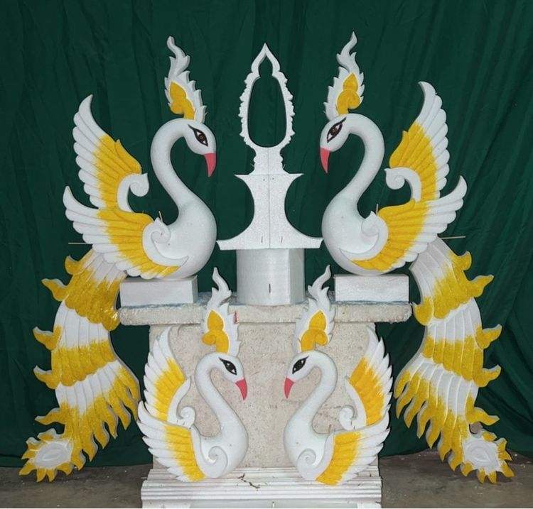 แกะสลักโฟมหงส์กวางช้าง พุ่มกฐินนกยูง รูปที่ 18