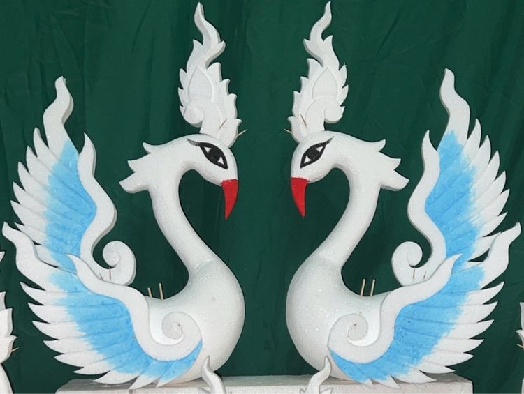 แกะสลักโฟมหงส์กวางช้าง พุ่มกฐินนกยูง รูปที่ 5