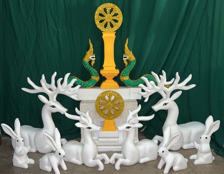 แกะสลักโฟมหงส์กวางช้าง พุ่มกฐินนกยูง รูปที่ 17