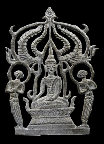 พระปรุหนัง กรุวัดพุทไธศวรรย์ พิมพ์ขอเบ็ดเนื้อชินเงิน อยุธยา สภาพสวยเดิมๆ