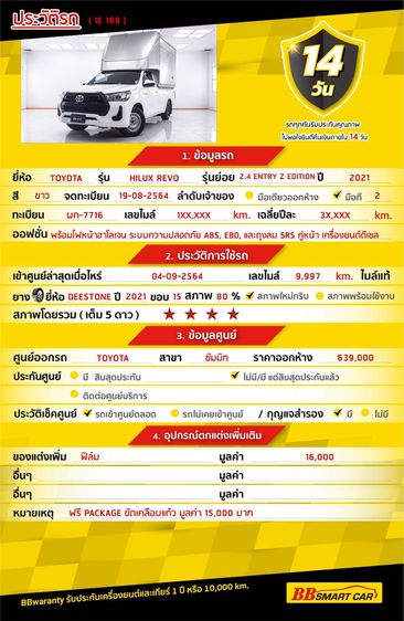 Toyota Hilux Revo 2021 2.4 Z Edition Entry Pickup ดีเซล ไม่ติดแก๊ส เกียร์ธรรมดา ขาว รูปที่ 2