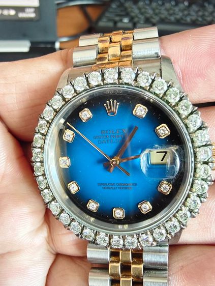 Rolex Datejust 36มม รุ่น16233 หน้าน้ำเงิน ล้อมเพชรแท้ สายJubilee แท้100 เปิดพิสูตรได้ รูปที่ 10