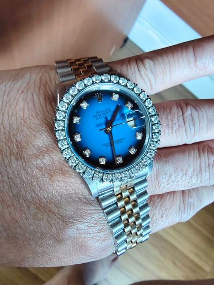 Rolex Datejust 36มม รุ่น16233 หน้าน้ำเงิน ล้อมเพชรแท้ สายJubilee แท้100 เปิดพิสูตรได้ รูปที่ 7