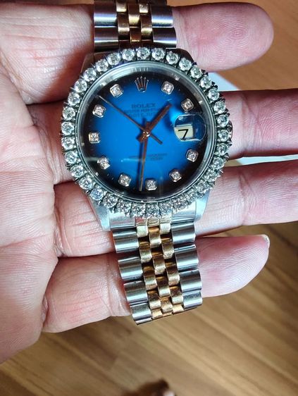 Rolex Datejust 36มม รุ่น16233 หน้าน้ำเงิน ล้อมเพชรแท้ สายJubilee แท้100 เปิดพิสูตรได้