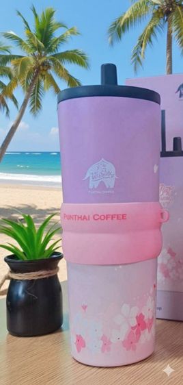 แก้วกาแฟพันธุ์ไทย collection วันแม่ สีม่วงพาสเทลลายดอกซากุระ