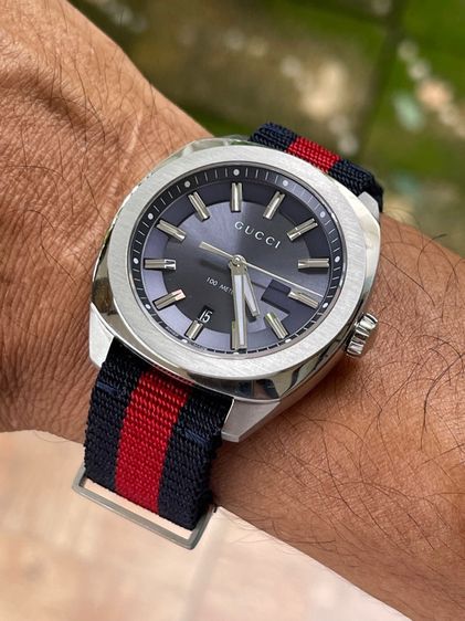 GUCCI GG2570 Blue Dial 41 mm Blue and Red Nylon Watch YA142303 รูปที่ 13