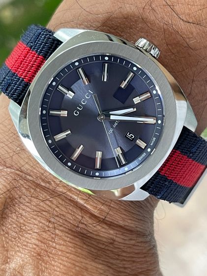 GUCCI GG2570 Blue Dial 41 mm Blue and Red Nylon Watch YA142303 รูปที่ 18