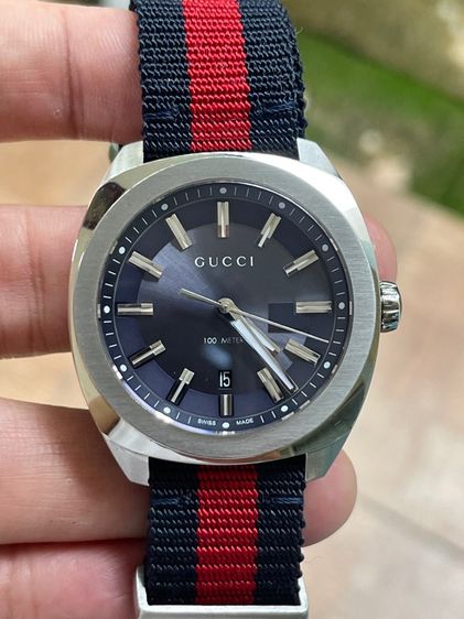 GUCCI GG2570 Blue Dial 41 mm Blue and Red Nylon Watch YA142303 รูปที่ 7