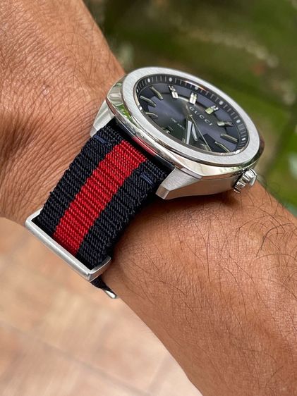 GUCCI GG2570 Blue Dial 41 mm Blue and Red Nylon Watch YA142303 รูปที่ 14