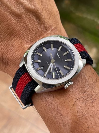 GUCCI GG2570 Blue Dial 41 mm Blue and Red Nylon Watch YA142303 รูปที่ 16