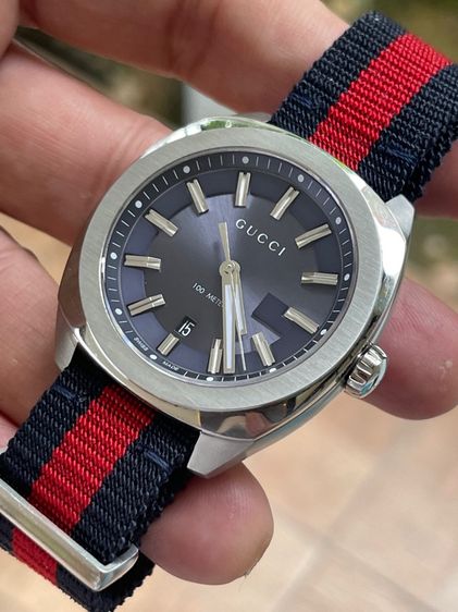 GUCCI GG2570 Blue Dial 41 mm Blue and Red Nylon Watch YA142303 รูปที่ 9