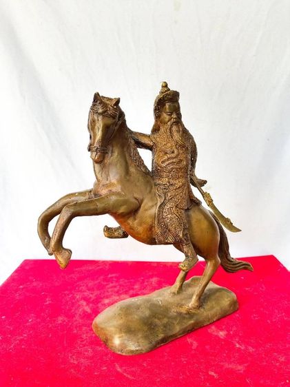 เทพเจ้ากวนอู ทรงม้าศึก พิธีไทยจีน วัดสมณานัมบริหาร เนื้อทองเหลือง ปี2553 สูง11.5นิ้ว รูปที่ 2