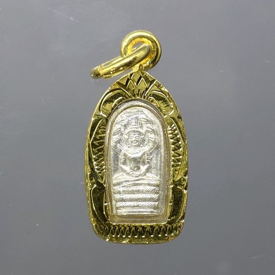 พระนาคปรกใบมะขาม เนื้อเงิน รุ่นเสาร์ ๕ ปี วัดระฆังโฆสิตาราม พ.ศ.2539 พร้อมเลี่ยมกรอบทองไมครอน