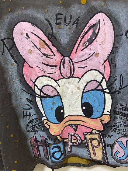 เทา อื่นๆ เสื้อทีเชิ้ต ฟรีไซส์ แขนสั้น เสื้อครอปน่ารักลายเป็ดน้อยผูกโบว์