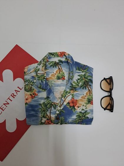 เสื้อเชิ้ตแขนสั้นฮาวายลายทะเล ต้นมะพร้าว รูปที่ 5