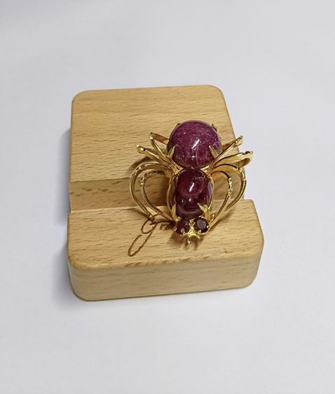 เข็มกลัดแมงมุมทับทิมดิบแท้ รูปที่ 3