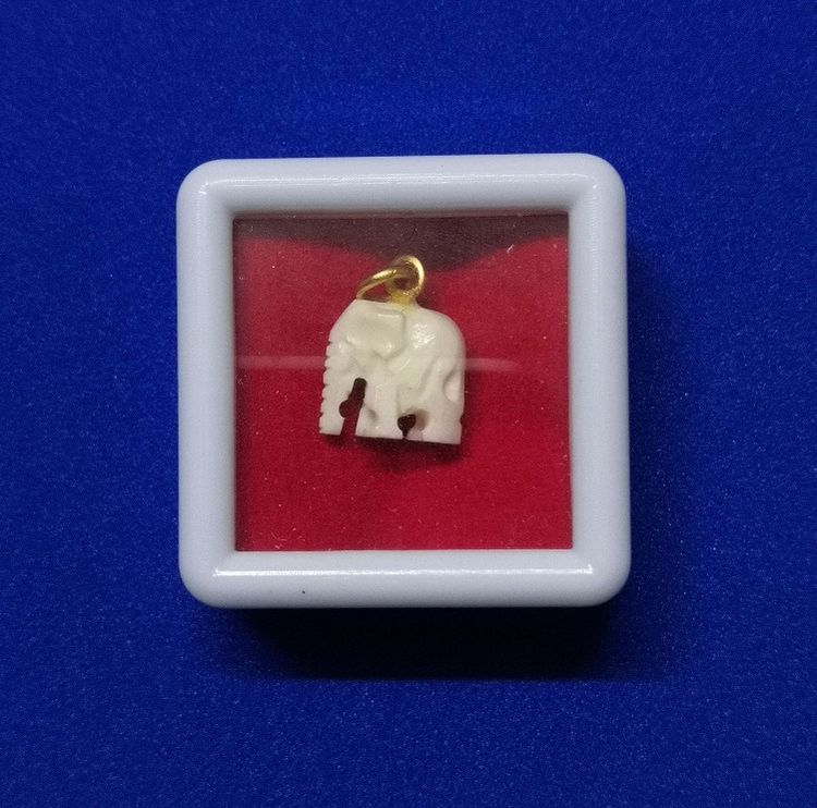 จี้ช้างเผือก แกะสลัก เนื้อหยกขาว ขนาด 1 ซม. เสริมอำนาจบารมี