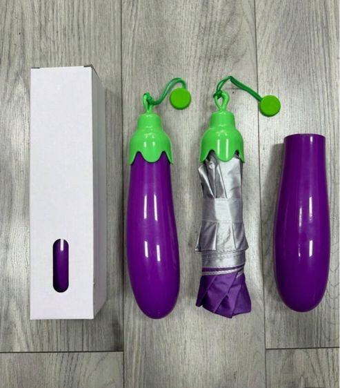 ร่มพับมะเขือ แครอท ข้าวโพด กันแดดuv กันฝน สีสดสวยพกพาสะดวก วัสดุแข็งแรง รูปที่ 3