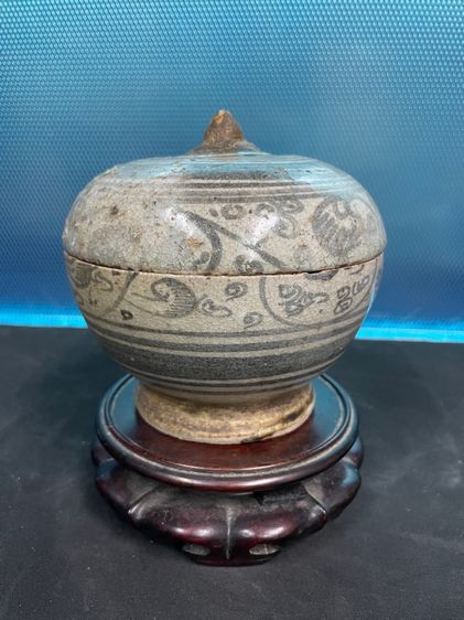 กระปุกสังคโลก ลายดำใต้เคลือบ เตาป่ายาง ศรีสัชนาลัย รูปที่ 4