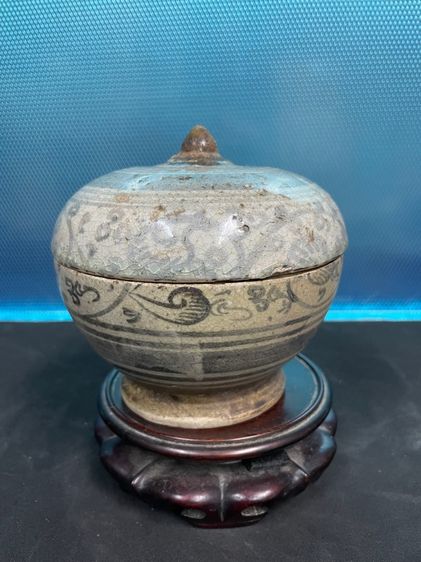 กระปุกสังคโลก ลายดำใต้เคลือบ เตาป่ายาง ศรีสัชนาลัย รูปที่ 2