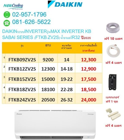 ุูแอร์ไดกิ้น MAX INVERTER STAR เย็นฉ่ำ พวกเรานิวคูลลิ่งแอร์ ยินดีให้บริการแล้วครับ รูปที่ 5